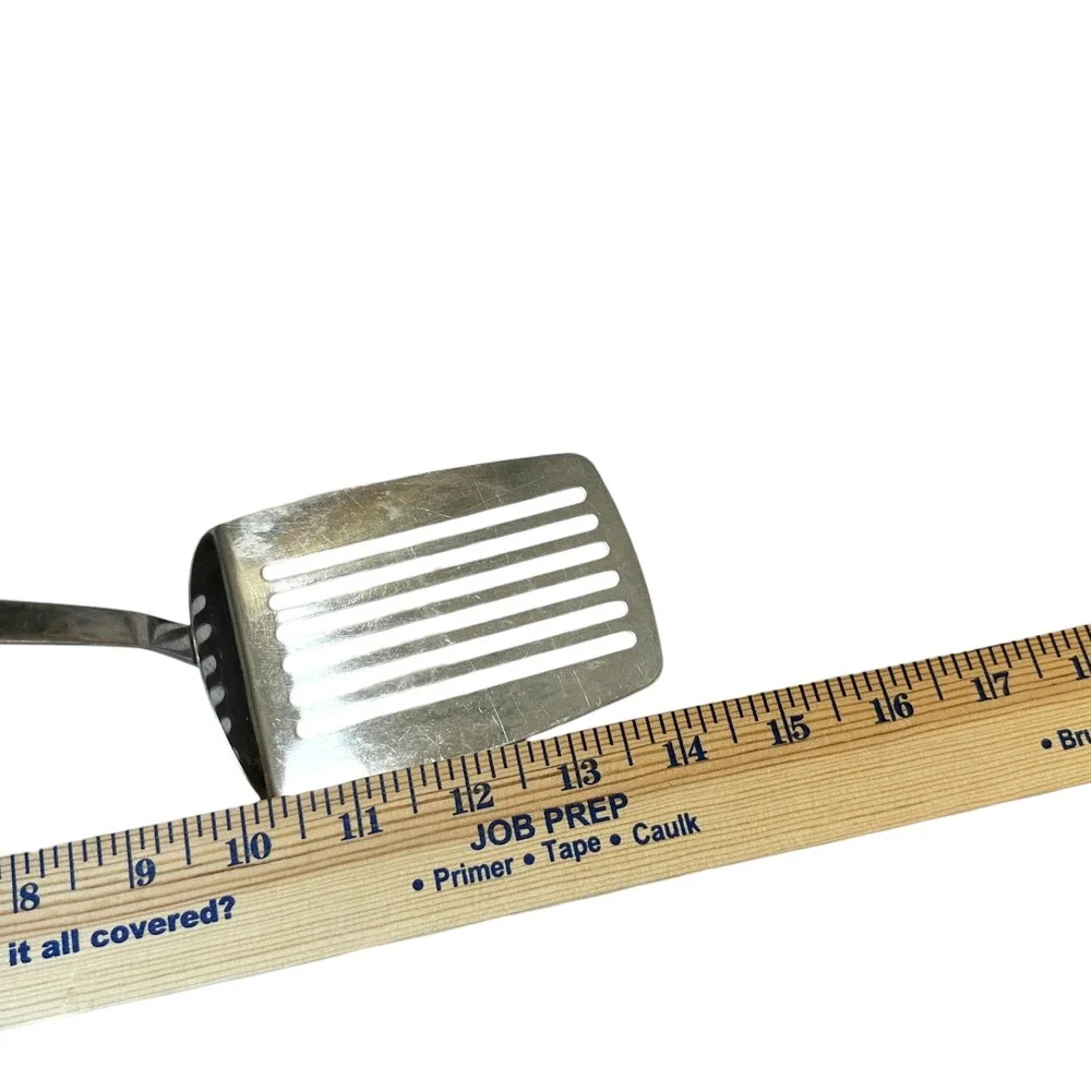 EKCO Stainless Steel Slotted Spatula 14 In Fish Turner Black Rubber Grip Handle